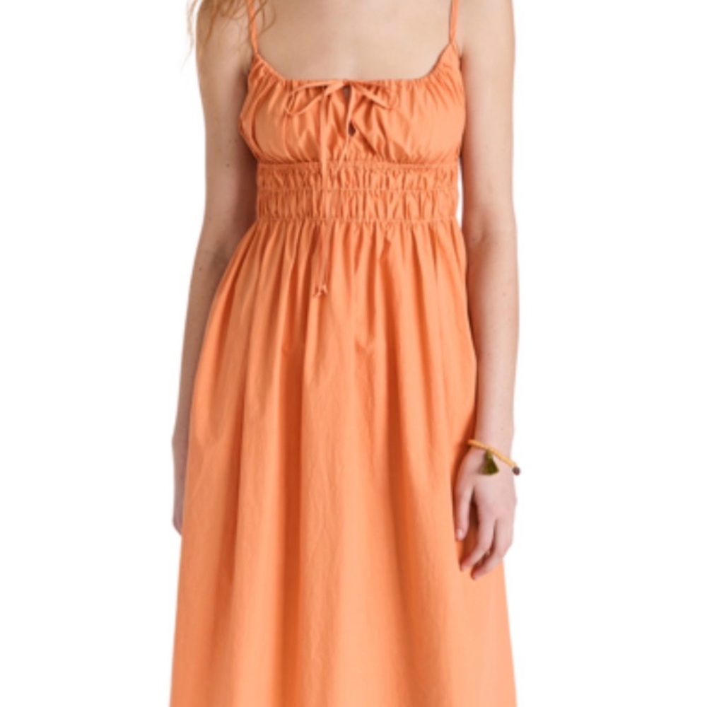 NWT Elegant Orange Midi Sun Dress linen blend